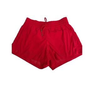 Athleta Shorts Womens Size 0 Red Baja Perforated Laser Cut Unlined Elastic Waist
